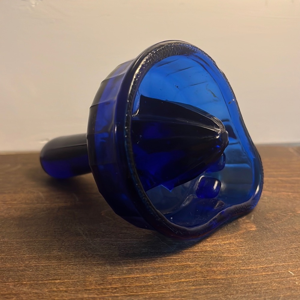 Vintage blue glass citrus juicer